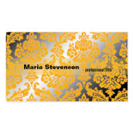 Cool, elegant yellow damask shining business card business card template