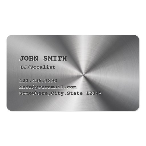 Cool Faux Stainless Steel DJ Music Business Card (front side)
