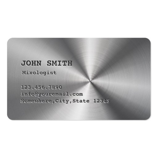 Cool Faux Stainless Steel Mixologist Business Card