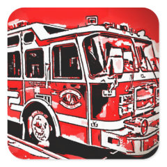 Cool Fire Truck Birthday Party Stickers