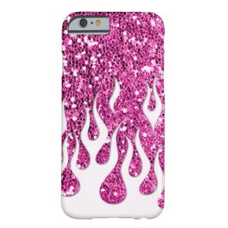 Cool Flames in White on Pink Glitter Look Barely There iPhone 6 Case