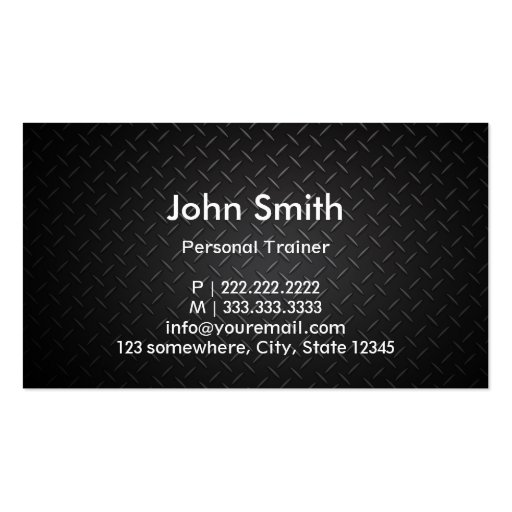Cool Flaming Fire Steel Fitness Business Card (back side)