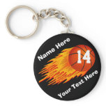 Cool Flaming Personalized Basketball Keychains Keychain