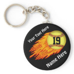 COOL Flaming Softball Team Gift Ideas NAME, NUMBER Key Chains