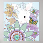 Cool Floral Rabbit Poster
