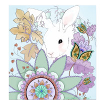 Cool Floral Rabbit Poster posters