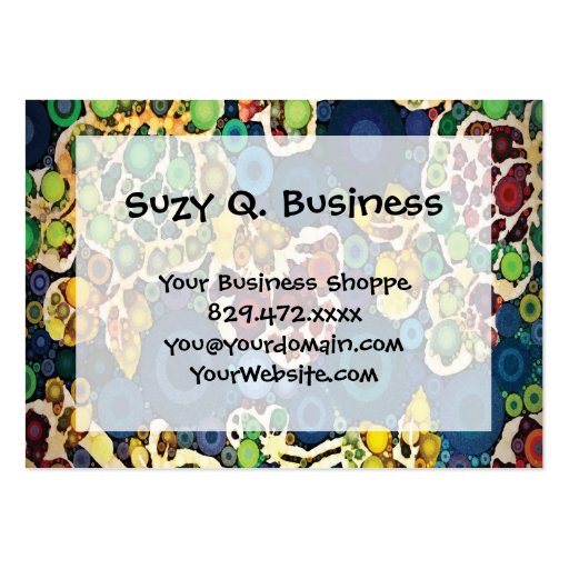 Cool Flower Mosaic Concentric Circles Art Design Business Card Templates (front side)