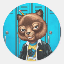 cat, kitten, school, cool cat, smiling, learning, lockers, art, drawing, al rio, happy, congrats, Sticker with custom graphic design
