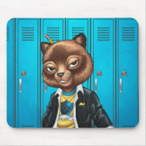 cat, kitten, school, cool cat, smiling, learning, lockers, art, drawing, al rio, happy, congrats, Mouse pad with custom graphic design