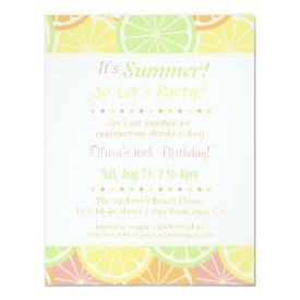 Cool Fruity Summer Birthday Party Invitations