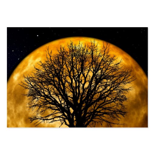 Cool Full Harvest Moon Tree Silhouette Gifts Business Cards (back side)