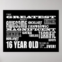 Cool Fun 16th Birthday Party Greatest 16 Year Old Posters
