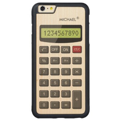 Cool Fun Calculator Pattern with Custom Text Carved® Maple iPhone 6 Plus Bumper Case