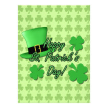 Cool fun Green top hat  Shamrocks St. Patricks Day Personalized Invite