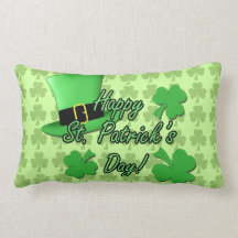 Cool fun Green top hat  Shamrocks St. Patricks Day Pillows