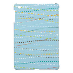 Cool Fun Wavy Dotted Dashed Lines Across Baby Blue iPad Mini Covers