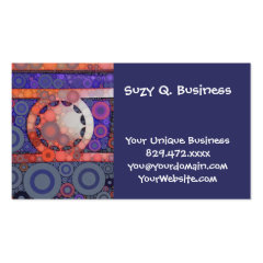 Cool Funky Circle Star Mosaic Pattern Indigo Red Business Card Template