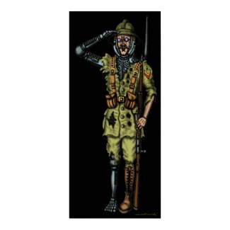 Cool funny cyborg soldier art poster design print