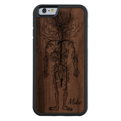 Cool Funny Geek Man's Circulatory System Custom Carved® Walnut iPhone 6 Bumper Case