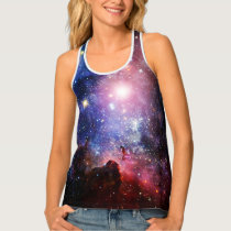 dream, nebula, galaxy, boho, cool, space, stars, geek, funny, all-over print racerback tank top, cosmology, astronomy, universe, galaxies, beautiful, supernova, cute, pink, blue, purple, geeky, colorful, t-shirt, [[missing key: type_stylusapparel_tankto]] with custom graphic design