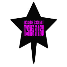 Cool Gifts : Pink Worlds Coolest Mothers in Law Star Cake Picks