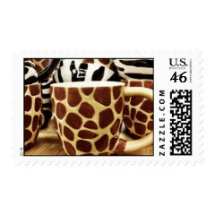 Cool Giraffe Pattern and Zebra Stripes Coffee Mugs Postage Stamp