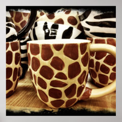 Cool Giraffe Pattern and Zebra Stripes Coffee Mugs Print