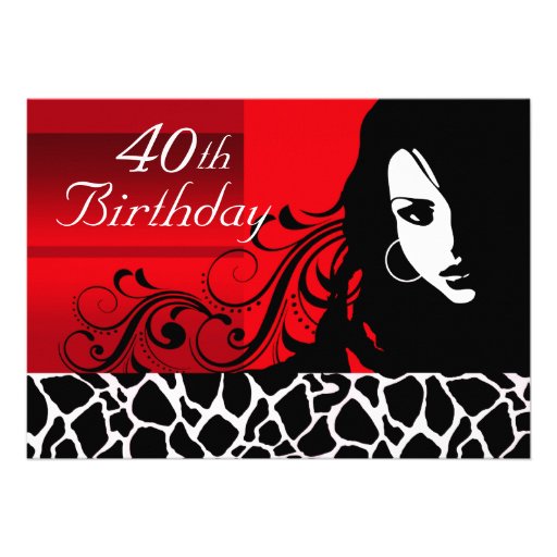 Cool Girl 40th Birthday Party Personalized Announcements
