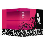 Cool Girl Giraffe Fashion Design Folio (hot pink) Vinyl Binders