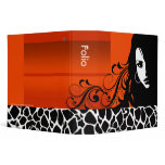 Cool Girl Giraffe Fashion Design Folio (orange) 3 Ring Binder