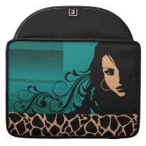 Cool Girl Giraffe Fashion Design Laptop (aqua) Macbook Pro Sleeves