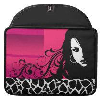 Cool Girl Giraffe Fashion Design Laptop (fuschia) Macbook Pro Sleeves