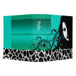 Cool Girl Giraffe Fashion Design Portfolio (aqua) Vinyl Binder