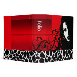 Cool Girl Giraffe Fashion Design Portfolio (red) Vinyl Binder