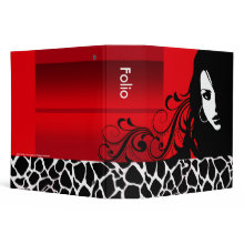 Cool Girl Giraffe Fashion Design Portfolio (red) binder