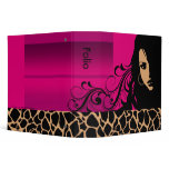 Cool Girl Giraffe Fashion Designer Folio (magenta) 3 Ring Binders