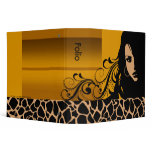 Cool Girl Giraffe Fashion Designer Porfolio (gold) Vinyl Binder