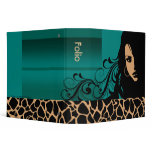 Cool Girl Giraffe Fashion Designer Porfolio (teal) 3 Ring Binder