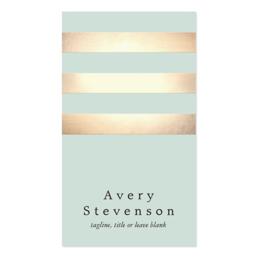 Cool Gold and Aqua Striped Modern *NOT REAL FOIL Business Card Templates (front side)