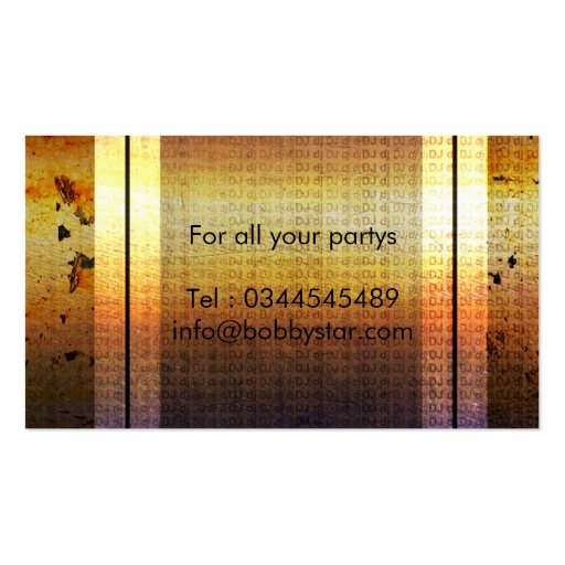 Cool gold dj metallic grunge business card (back side)