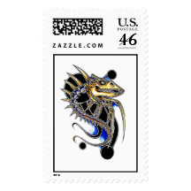 Cool Gold Dragon Skull tattoo Postage Stamps