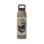Cool gothic skull and yellow rose bottle reusable water bottle