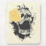 Cool gothic skull and yellow rose custom mousepad