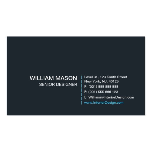 Cool Gray, Blue and White Plain - Business Card (back side)