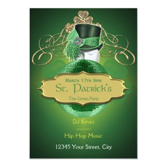 Cool Green and Gold St. Patrick Party Invitation