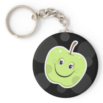 Cool green apple cartoon keychain