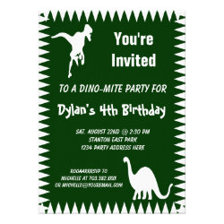 Cool Green Dinosaur Birthday Party Invitations