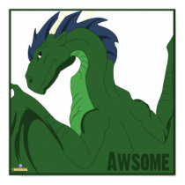 Cool Green Dragon Blue Hair Awsome posters