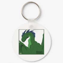Cool Green Dragon Blue Hair Rebel keychains by animalacres Cool Green Dragon Blue Hair Rebel keychains