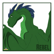 Cool Green Dragon Blue Hair Rebel posters